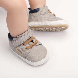 Pantofiori gri pentru baietei - baby boy (marime disponibila: 3-6 luni (marimea