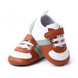 Adidasi albi cu maro si verde (marime disponibila: 3-6 luni (marimea 18