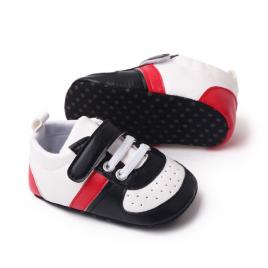 Adidasi albi cu negru si rosu (marime disponibila: 3-6 luni (marimea 18
