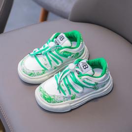 Adidasi albi cu verde in degrade (marime disponibila: marimea 22)