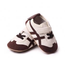 Adidasi ivoire cu maro pentru baietei (marime disponibila: 3-6 luni (marimea 18
