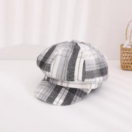 Bereta in carouri gri pentru fetite - chic (marime disponibila: 5 ani)