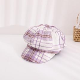 Bereta in carouri lila pentru fetite - chic (marime disponibila: 5 ani)