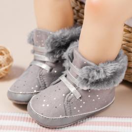 Ghetute gri pentru fetite - shinny (marime disponibila: 3-6 luni (marimea 18
