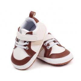 Adidasi albi cu insertii maro - stock (marime disponibila: 3-6 luni (marimea 18