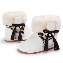 Cizmulite albe pentru fetite - animal print (marime disponibila: 3-6 luni