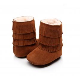 Cizmulite maro cu franjuri (marime disponibila: 3-6 luni (marimea 18