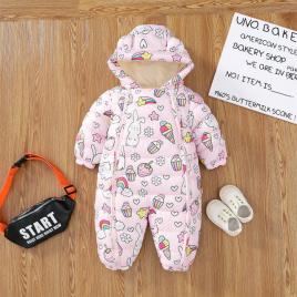 Combinezon roz pentru fetite - ice cream (marime disponibila: 18-24 luni)