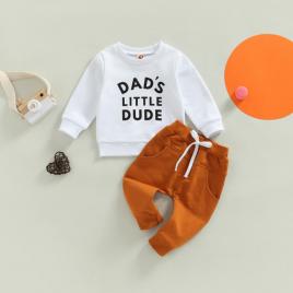 Compleu cu bluzita alba pentru baietei - dad's little dude (marime disponibila: