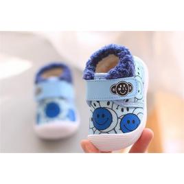 Pantofi imblaniti bleu - smiley (marime disponibila: 6-9 luni (marimea 19