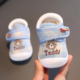 Pantofi imblaniti in carouri bleu - teddy (marime disponibila: 3-6 luni