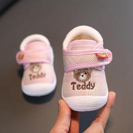 Pantofi imblaniti in carouri roz - teddy (marime disponibila: marimea 20)