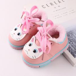 Pantofi roz imblaniti - pisicuta (marime disponibila: 6-9 luni (marimea 19