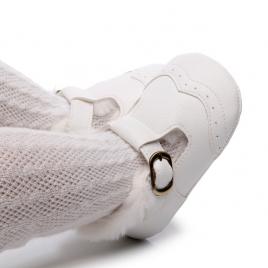 Pantofiori albi imblaniti pentru fetite - lilly (marime disponibila: 3-6 luni