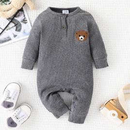 Salopeta gri pentru baietei - teddy (marime disponibila: 9-12 luni (marimea 20