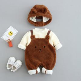 Salopeta plusata dublata cu polar - ursulet (marime disponibila: 6-9 luni