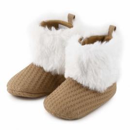 Cizmulite crem cu blanita alba pentru fetite (marime disponibila: 3-6 luni
