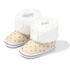Cizmulite crem cu steluta aurii si blanita alba (marime disponibila: 3-6 luni