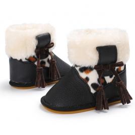 Cizmulite negre pentru fetite - animal print (marime disponibila: 6-9 luni