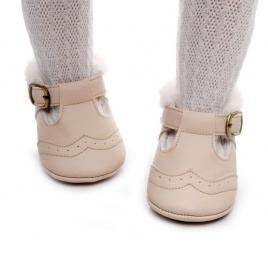 Pantofiori crem imblaniti pentru fetite - lilly (marime disponibila: 3-6 luni