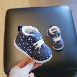 Pantofi imblaniti albastri cu picatele albe (marime disponibila: marimea 24)