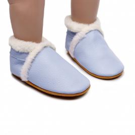 Pantofiori bleu imblaniti din piele naturala pentru fetite - lulu (marime