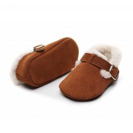 Pantofiori maro imblaniti pentru fetite - lilly (marime disponibila: 6-9 luni