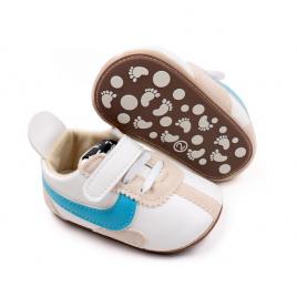 Adidasi albi cu albastru si crem (marime disponibila: 6-9 luni (marimea 19