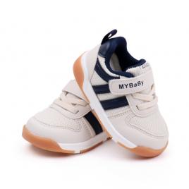 Adidasi ivoire cu insertii bleumarine - mybaby (marime disponibila: marimea 22)
