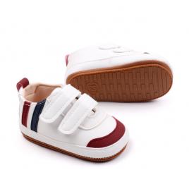 Pantofiori albi cu bleumarine si visiniu - sun (marime disponibila: 3-6 luni
