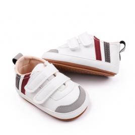 Pantofiori albi cu gri si visiniu - sun (marime disponibila: 3-6 luni (marimea