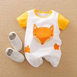 Salopeta alb cu galben - foxy (marime disponibila: 3-6 luni (marimea 18