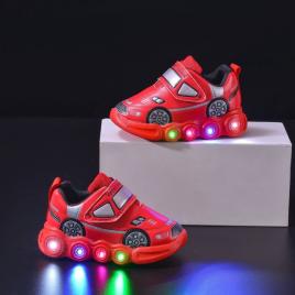 Adidasi rosii cu luminite - car (marime disponibila: marimea 21)