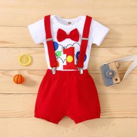 Costumas cu body pentru baietei - first red (marime disponibila: 12-18 luni