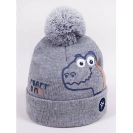 Fes de iarnă pentru băieței cu pompon, model dino (marime disponibila: 9-12