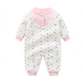 Salopeta alba imprimata cu capsuni (marime disponibila: 3-6 luni (marimea 18