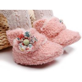 Cizmulite roz pentru fetite - floricica (marime disponibila: 6-9 luni (marimea