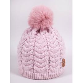 Fes de iarnă pentru fetițe cu pompon și logo, roz (marime disponibila: 4 ani)