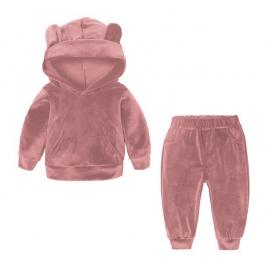 Trening roz pudra din catifea pentru bebelusi - urechiuse (marime disponibila: