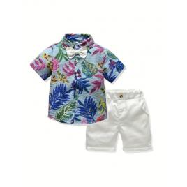 Costumas de vara pentru baietei - colored leaf (marime disponibila: 6-9 luni