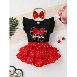 Set pentru fetute cu body si pantaloni cu volane - adorable (marime