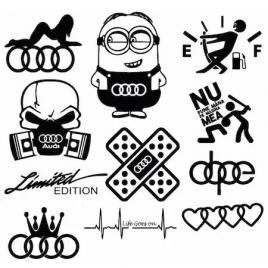 Set 11 stickere auto personalizate audi 50 x 50 cm