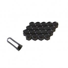Set 20 capace prezoane, pe 17 mm plus cheie de scos capacele, negre