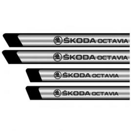 Set 4 stickere protectii praguri gri pentru skoda octavia, creative rey®