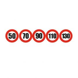 Set indicator limita viteza bulina 9 x 9 cm, autocolant pentru bara de protectie