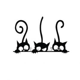 Sticker autocolant decorativ perete pisici negre, 45x30 cm, negru, oracal