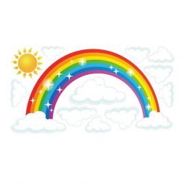 Sticker decorativ giftify curcubeu sclipitor cu soare cu norisori, autocolant