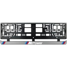Set 2 bucati, suport numar inmatriculare argintiu mpower