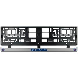 Set 2 bucati, suport numar inmatriculare argintiu scania