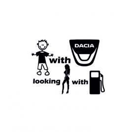Sticker baiat cu dacia 15x13 cm, creative rey®